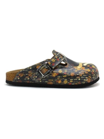 Calceo Clogs in Schwarz/ Hellbraun