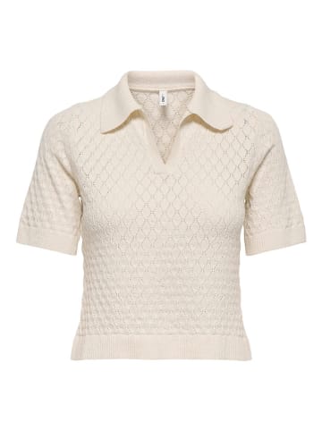 ONLY Dzianinowa koszulka polo w kolorze beżowym