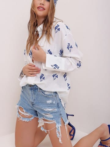 Trend Alacati Bluse in Weiß/ Blau