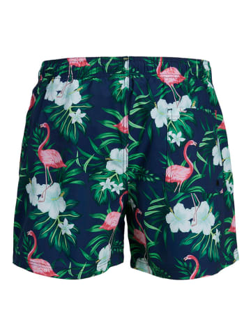 Jack & Jones Badeshorts "Maui" in Dunkelblau/ Grün