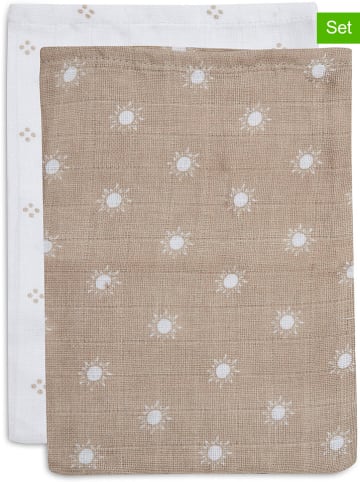 Jollein 2er-Set: Waschlappen in Beige/ Weiß