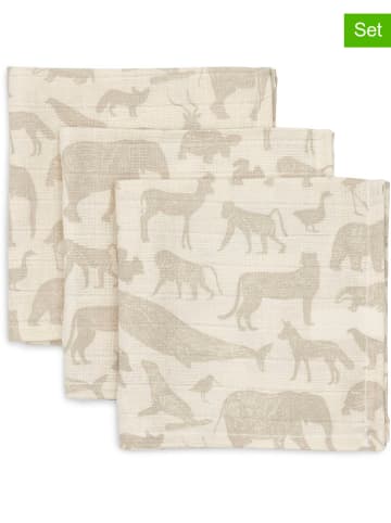 Jollein 3er-Set: Spucktücher in Creme/ Beige - (L)31 x (B)31 cm