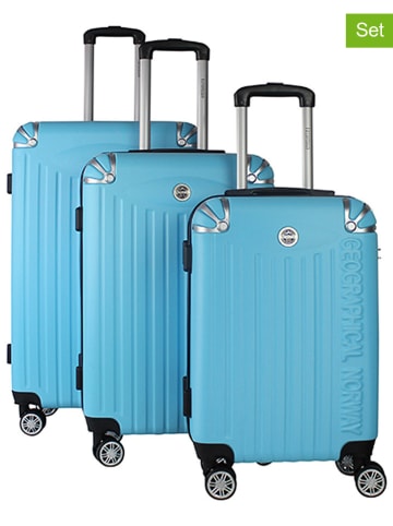 Geographical Norway 3tlg. Hardcase-Trolleyset "Softless" in Hellblau