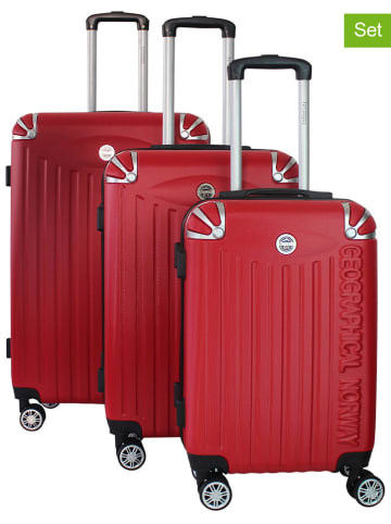 Geographical Norway 3tlg. Hardcase-Trolleyset "Softless" in Rot