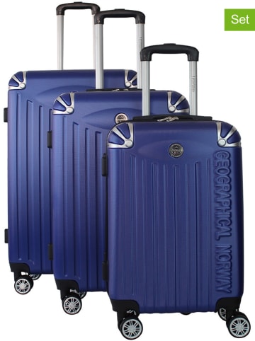 Geographical Norway 3tlg. Hardcase-Trolleyset "Softless" in Blau