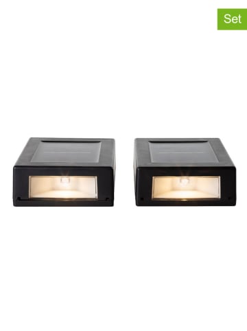 Garden Hero 2er-Set: LED-Solar-Wandleuchten in Schwarz - (L)10 x (B)7,3 cm