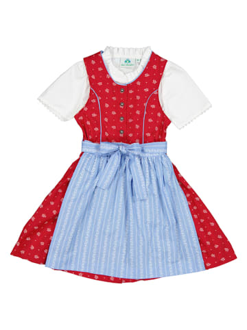 Isartrachten Dirndl in Rot/ Hellblau