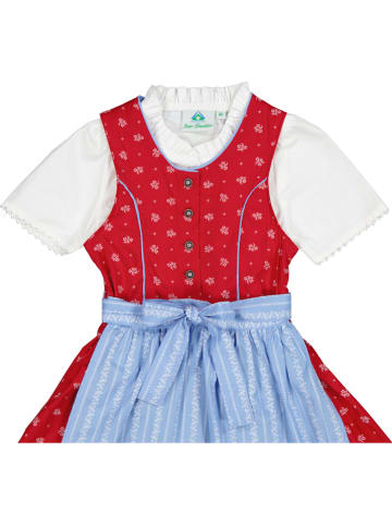 Isartrachten Dirndl in Rot/ Hellblau