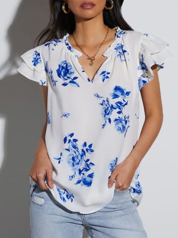 Milan Kiss Bluse in Weiß/ Blau
