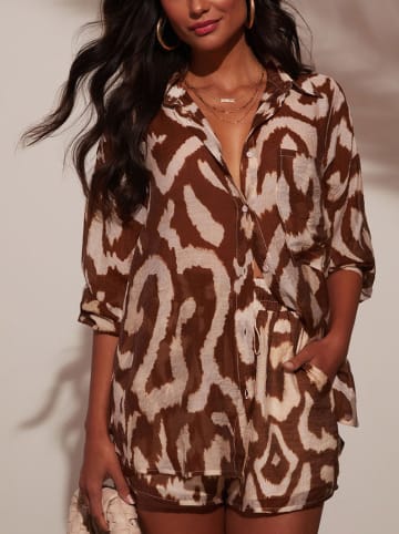 Milan Kiss Bluse in Braun/ Sand