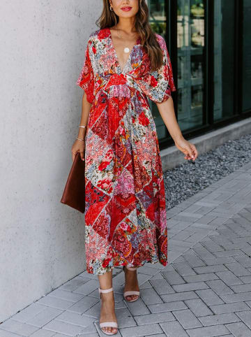 Milan Kiss Kleid in Rot/ Bunt