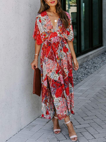 Milan Kiss Kleid in Rot/ Bunt