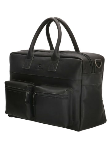 HIDE & STITCHES Leren weekendtas zwart - (B)41 x (H)26 x (D)14 cm