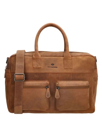 HIDE & STITCHES Leder-Weekender in Hellbraun - (B)41 x (H)26 x (T)14 cm