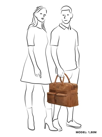 HIDE & STITCHES Leder-Weekender in Hellbraun - (B)41 x (H)26 x (T)14 cm