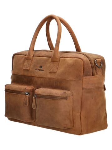 HIDE & STITCHES Leder-Weekender in Hellbraun - (B)41 x (H)26 x (T)14 cm