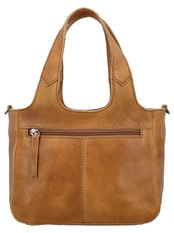 HIDE & STITCHES Leder-Henkeltasche in Hellbraun - (B)22 x (H)18 x (T)12 cm