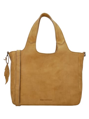 HIDE & STITCHES Leder-Henkeltasche in Hellbraun - (B)34 x (H)28 x (T)15 cm