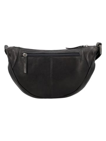 HIDE & STITCHES Leder-Umhängetasche in Schwarz - (B)29 x (H)18 x (T)10 cm