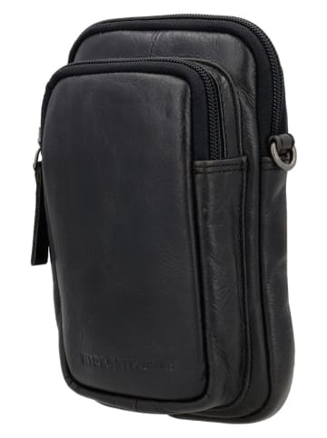 HIDE & STITCHES Leder-Handytasche in Schwarz - (B)12 x (H)19 x (T)5 cm