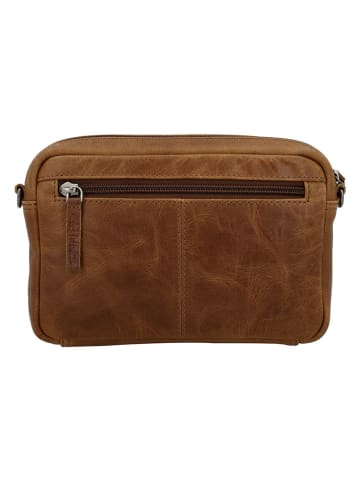 HIDE & STITCHES Leder-Umhängetasche in Hellbraun - (B)21 x (H)14 x (T)4 cm