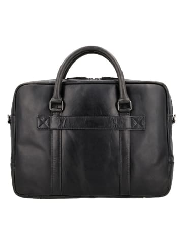 HIDE & STITCHES Skórzana aktówka w kolorze czarnym - 38 x 29 x 7 cm