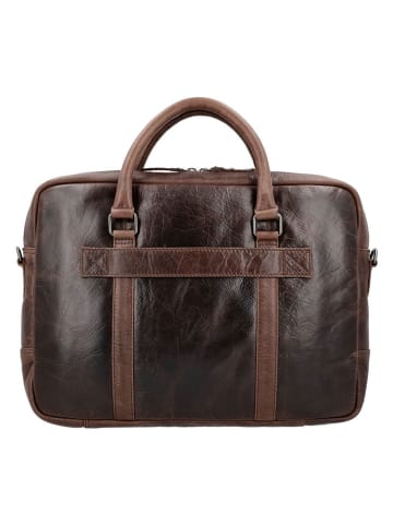 HIDE & STITCHES Leder-Businesstasche in Braun - (B)38 x (H)29 x (T)7 cm