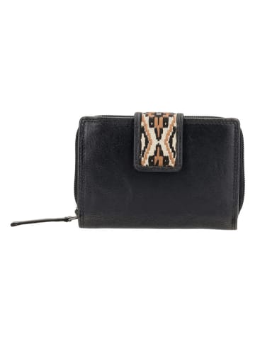 HIDE & STITCHES Leder-Geldbörse in Schwarz - (B)13 x (H)9 x (T)3 cm