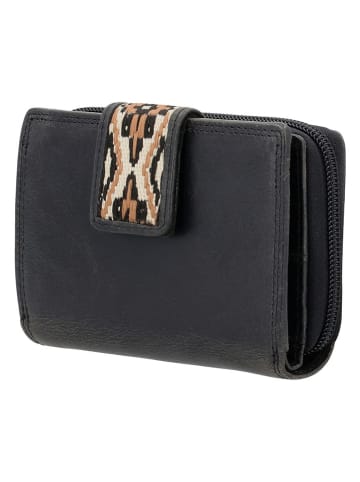 HIDE & STITCHES Leder-Geldbörse in Schwarz - (B)13 x (H)9 x (T)3 cm
