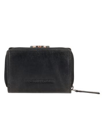 HIDE & STITCHES Leder-Geldbörse in Schwarz - (B)13 x (H)9 x (T)3 cm