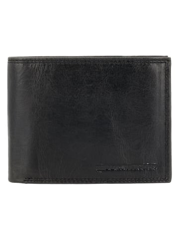 HIDE & STITCHES Leder-Geldbörse in Schwarz - (B)12 x (H)10 x (T)2 cm