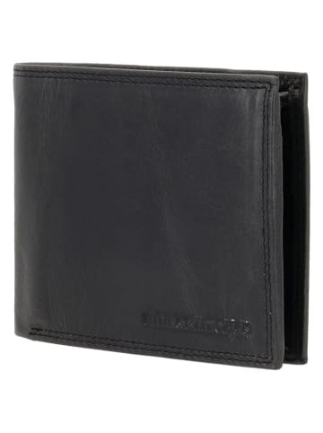 HIDE & STITCHES Leder-Geldbörse in Schwarz - (B)12 x (H)10 x (T)2 cm