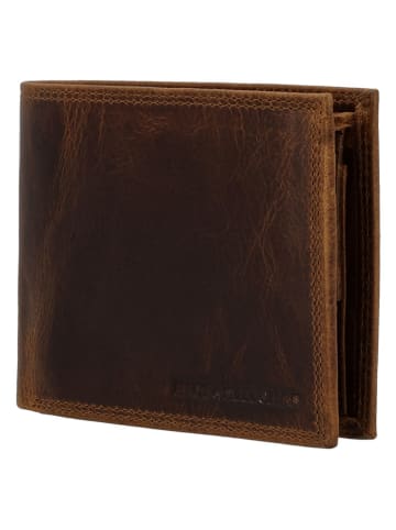 HIDE & STITCHES Leder-Geldbörse in Hellbraun - (B)12 x (H)10 x (T)2 cm