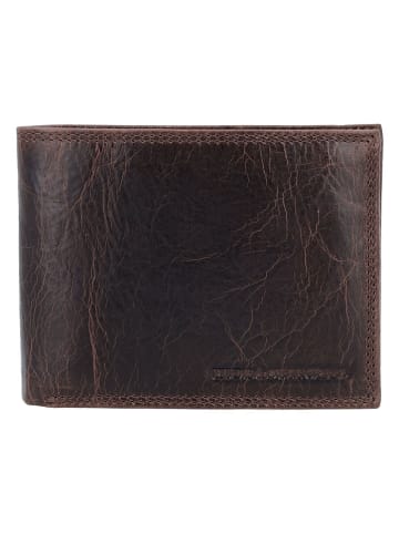 HIDE & STITCHES Leder-Geldbörse in Braun - (B)12 x (H)10 x (T)2 cm