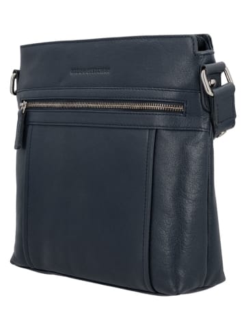 HIDE & STITCHES Leder-Umhängetasche in Dunkelblau - (B)26 x (H)26 x (T)8 cm