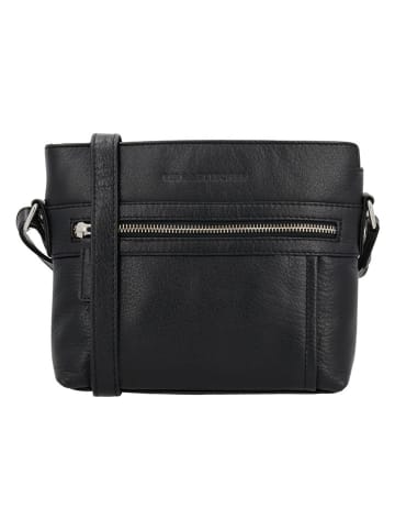 HIDE & STITCHES Leder-Umhängetasche in Schwarz - (B)21 x (H)18 x (T)5 cm