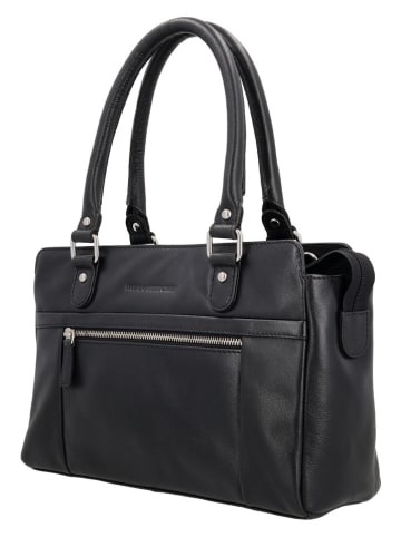 HIDE & STITCHES Leren handtas zwart - (B)27 x (H)19 x (D)8 cm