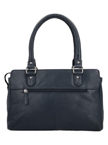 HIDE & STITCHES Leder-Henkeltasche in Dunkelblau - (B)27 x (H)19 x (T)8 cm