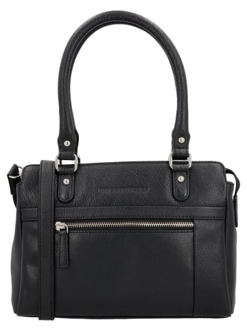 HIDE & STITCHES Leder-Henkeltasche in Schwarz - (B)35 x (H)22 x (T)8 cm