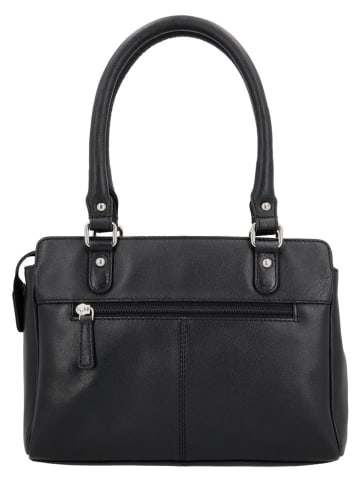 HIDE & STITCHES Leder-Henkeltasche in Schwarz - (B)35 x (H)22 x (T)8 cm
