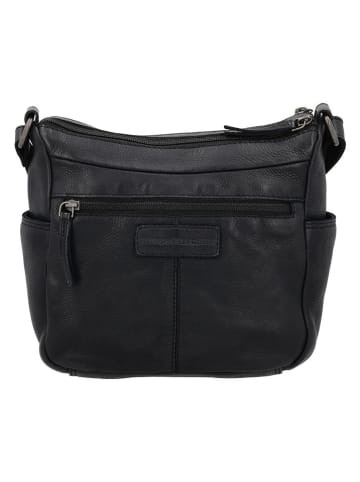 HIDE & STITCHES Leren schoudertas zwart - (B)34 x (H)25 x (D)10 cm