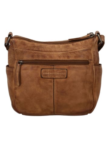 HIDE & STITCHES Leder-Umhängetasche in Hellbraun - (B)34 x (H)25 x (T)10 cm