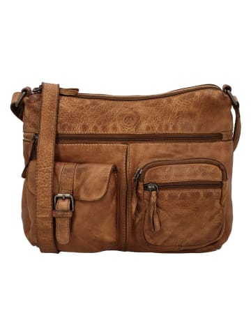HIDE & STITCHES Leder-Umhängetasche in Hellbraun - (B)34 x (H)25 x (T)10 cm