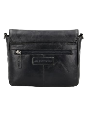 HIDE & STITCHES Leren schoudertas zwart - (B)24 x (H)17 x (D)7 cm
