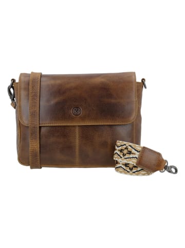 HIDE & STITCHES Leder-Umhängetasche in Hellbraun - (B)24 x (H)17 x (T)7 cm