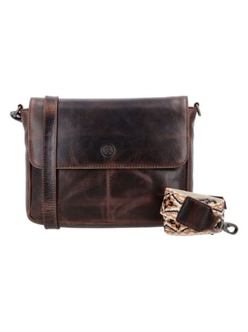 HIDE & STITCHES Leren schoudertas bruin - (B)24 x (H)17 x (D)7 cm