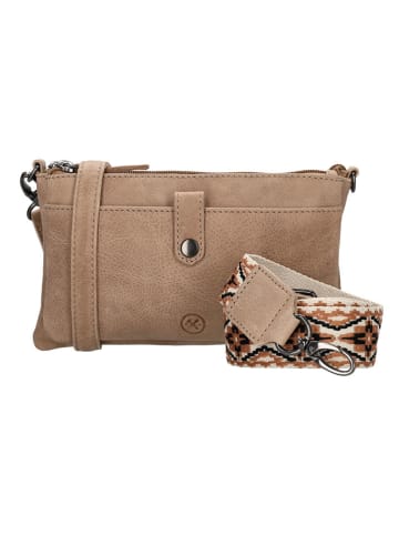 HIDE & STITCHES Leder-Umhängetasche in Beige - (B)24 x (H)14 x (T)2 cm