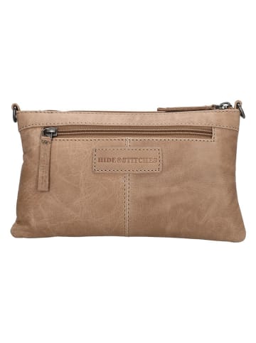 HIDE & STITCHES Leder-Umhängetasche in Beige - (B)24 x (H)14 x (T)2 cm