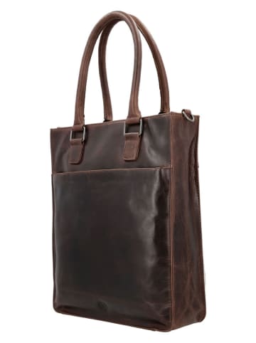 HIDE & STITCHES Leder-Henkeltasche in Braun - (B)30 x (H)36 x (T)9 cm
