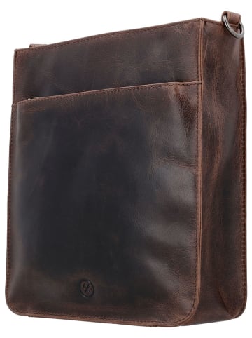 HIDE & STITCHES Leder-Umhängetasche in Braun - (B)25 x (H)28 x (T)9 cm